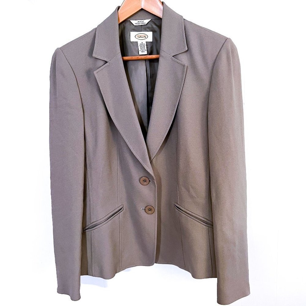 Vintage Talbots Classic Fitted Tan/Beige BlazerJacket Size 4 - Picture 2 of 11